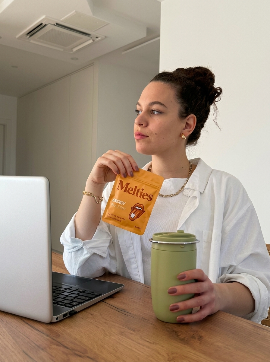 Woman using Melties at her desk